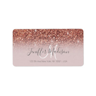 Personalisierte Rose Gold Glitzer Tropfen Girly Lu Adressaufkleber