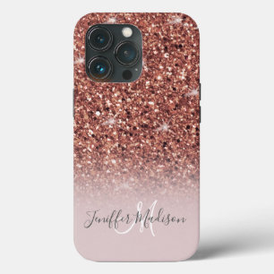 Personalisierte Rose Gold Glitzer Tropfen Girly Lu Case-Mate iPhone Hülle