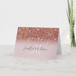Personalisierte Rose Gold Glitzer Tropfen Girly Lu Karte