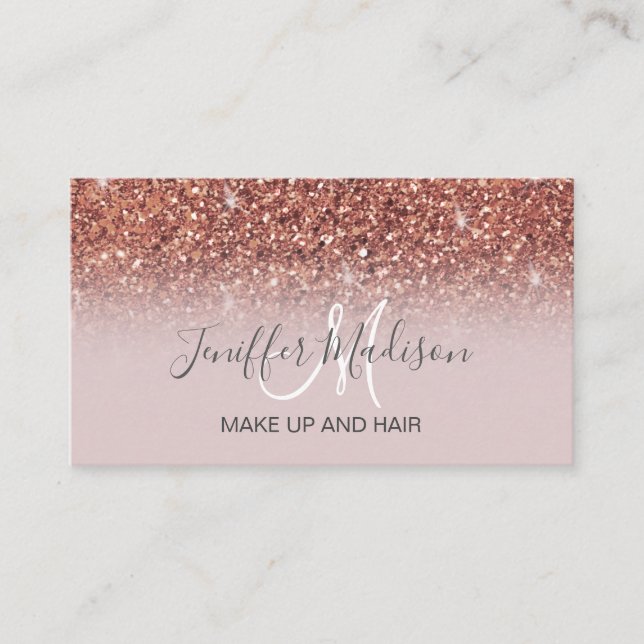 Personalisierte Rose Gold Glitzer Tropfen Girly Lu Visitenkarte (Vorderseite)