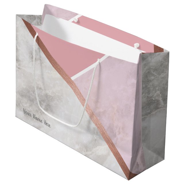 Personalisierte Rose Gold Große Tasche Geschenktüte (Vorderseite Schrägansicht)