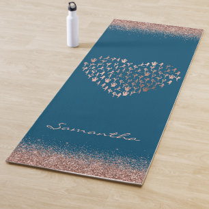 Personalisierte Rose Gold Herzstück Posen Namaste  Yogamatte