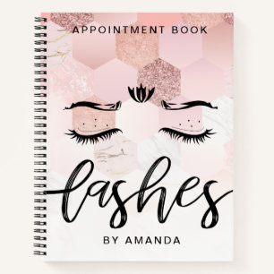Personalisierte Rose Gold Lashes Terminkalender Notizbuch