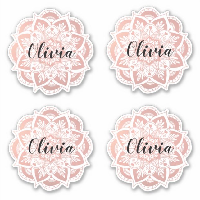 Personalisierte Rose Gold Mandala Individuelle Nam Aufkleber (Vorderseite)