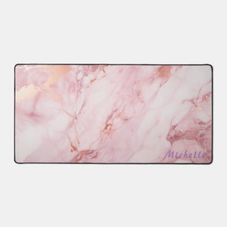 Personalisierte Rose Gold-Marmorschreibmatte Schreibtischunterlage