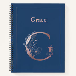 Personalisierte Rose Gold Monogram Initial G Notizbuch