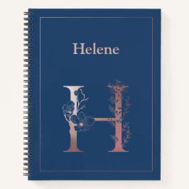 Personalisierte Rose Gold Monogram Initial H Notizbuch