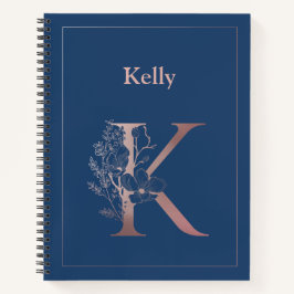 Personalisierte Rose Gold Monogram Initial K Notizbuch