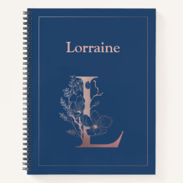 Personalisierte Rose Gold Monogram Initial L Notizbuch