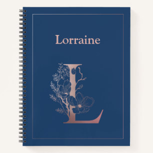 Personalisierte Rose Gold Monogram Initial L Notizbuch