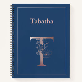 Personalisierte Rose Gold Monogram Initial T Notizbuch