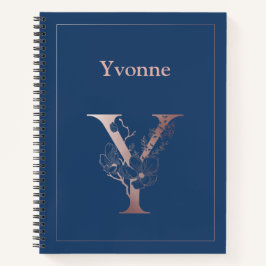Personalisierte Rose Gold Monogram Initial Y Notizbuch