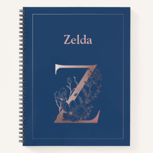 Personalisierte Rose Gold Monogram Initial Z Notizbuch