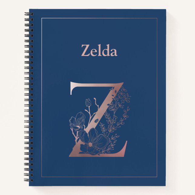 Personalisierte Rose Gold Monogram Initial Z Notizbuch (Vorderseite)