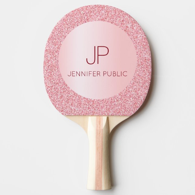 Personalisierte Rose Gold Monogram Moderne Elegant Tischtennis Schläger (Vorderseite)