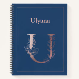 Personalisierte Rose Gold Monogramm erste U Notizbuch