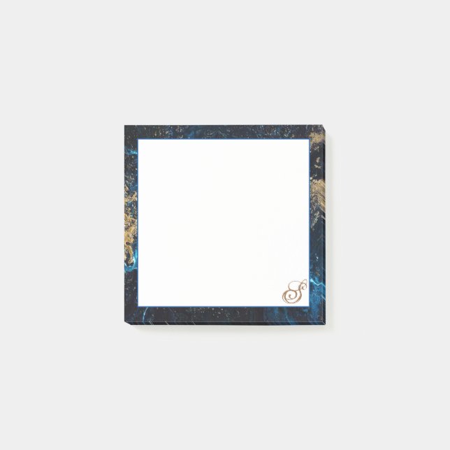 Personalisierte Rose Gold Navy Blue MARBLE Sticky Post-it Klebezettel (Vorderseite)