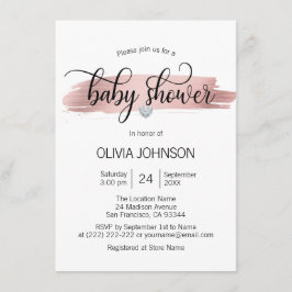 Personalisierte Rose Gold Pink White Girl Babydusc Einladung