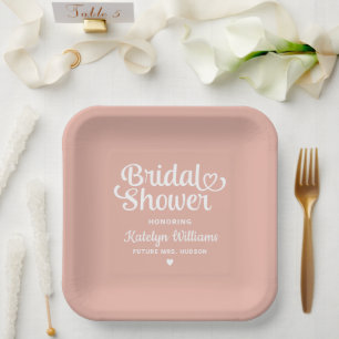 Personalisierte Rose Gold Wedding Brautparty Pappteller