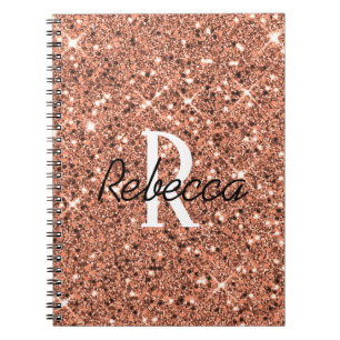 Personalisierte Rose Goldlauge Glitzer Name Notizblock