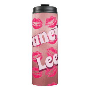 Personalisierte Rose mit Lippen Thermosbecher
