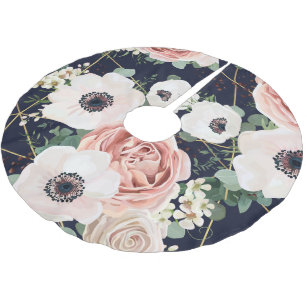 Personalisierte Rose-Navy mit Baumrock Geometric G Polyester Weihnachtsbaumdecke