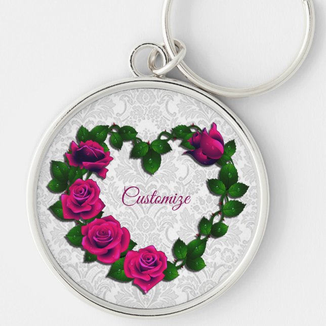 Personalisierte Rose Weinkultur Schlüsselanhänger (Vorne)