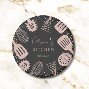 Personalisierte Roségold-Glitter-Kochwerkzeuge Magnet