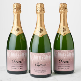 Personalisierte Roségold-Triefglitter-Hochzeits-C