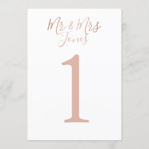 Personalisierte Roségoldene Hochzeitstischnummern Einladung