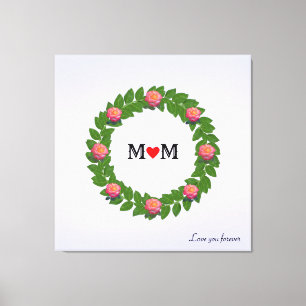 Personalisierte Rosen auf Lorbeerkranz Leinwanddruck