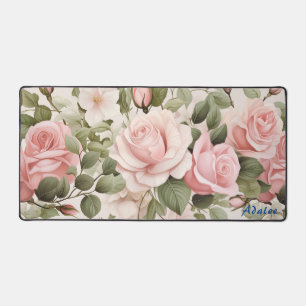 Personalisierte Rosen Blumenmatte Schreibtischunterlage