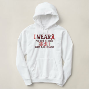 Personalisierte Rot-Band-Sensibilisierung Bestickter Hoodie