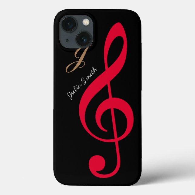 personalisierte Rot-Treble-Musik Case-Mate iPhone Hülle (Rückseite)