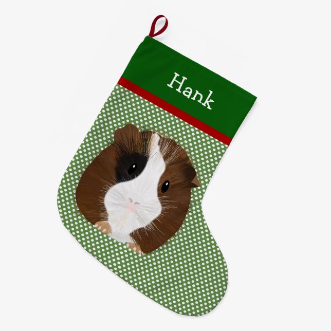 Personalisierte Rot-, Weiß- und Schwarz-Guinea Großer Weihnachtsstrumpf (Vorderansicht (hängend))