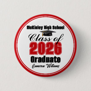 Personalisierte rote Abschlussfeier der Klasse 202 Button