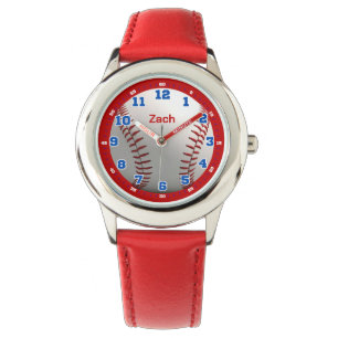 Personalisierte rote Baseball-Jungen-Lernuhr für K Armbanduhr