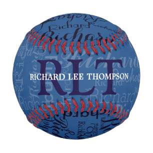 personalisierte rote/blaue Bezeichnung und Initial Baseball