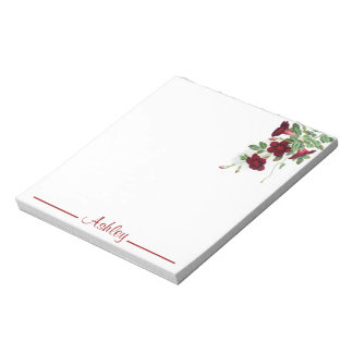 Personalisierte rote Blume Bells Notepad Notizblock