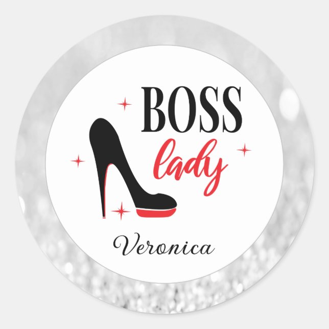 Personalisierte Rote Bottom Stiletto Heel Boss Lad Runder Aufkleber (Vorderseite)