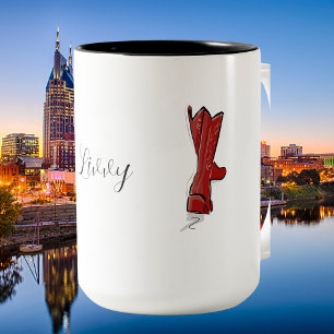 Personalisierte rote Cowgirl-Stiefel Zweifarbige Tasse