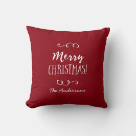 Personalisierte rote frohe Weihnachten Kissen