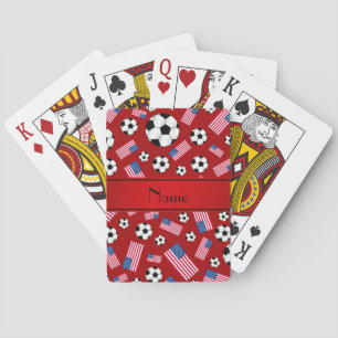 Personalisierte rote Fußballflagge Spielkarten