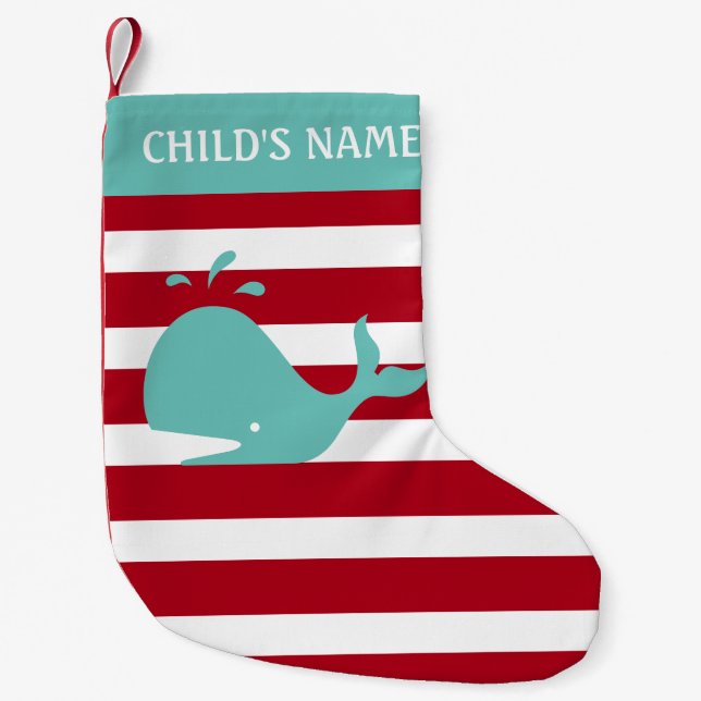 Personalisierte rote gestreifte tadellose kleiner weihnachtsstrumpf (Vorderseite)