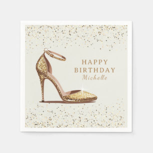 Personalisierte rote High Heels Geburtstagsfeier Serviette