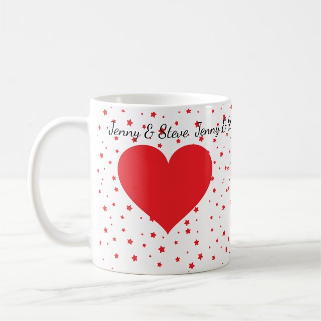 Personalisierte rote Kaffee-Tasse Herz Valentines Kaffeetasse (Links)