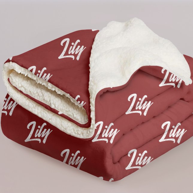 Personalisierte rote Kuscheldecke für Mama und Pap Sherpadecke (mom cozy blanket, dad winter gift, auntie personalized blanket, bridesmaid cozy gift, bridal shower,)
