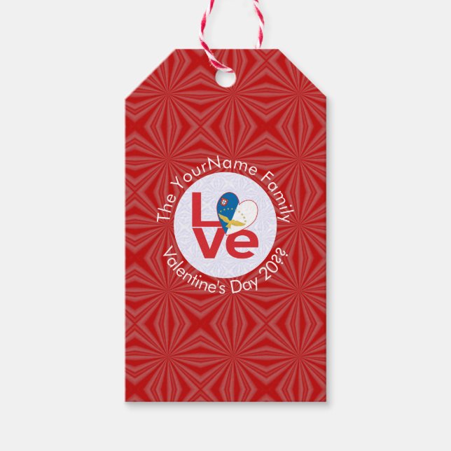 Personalisierte rote LIEBE der Azoren Geschenkanhänger (Vorderseite)