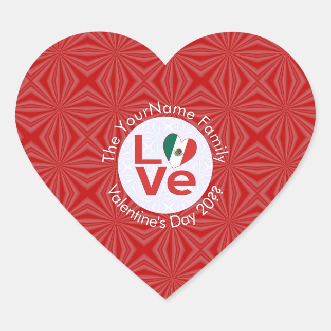 Personalisierte Rote LIEBE Herz-Aufkleber (Vorderseite)