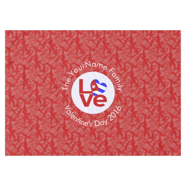 Personalisierte Rote LIEBE Tischdecke (Vorderseite (Horizontal))